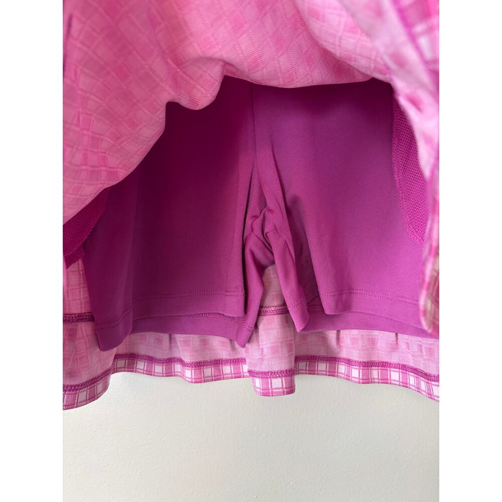 IZOD Pink Plaid Ruffle Skort, Small Short Mini Golf Pickleball Tennis - Picture 3 of 7